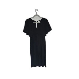 Lush Women's Black Midi Linen Blend Dress Size Medium